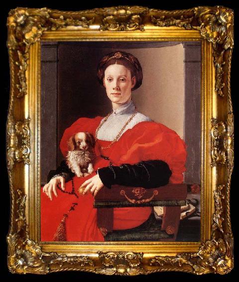 framed  Pontormo, Jacopo Portrait of a Lady in Red, ta009-2